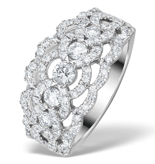 Lab Diamond Art Deco 9K White Gold Ring 1.25CT H/Si - N4544Y